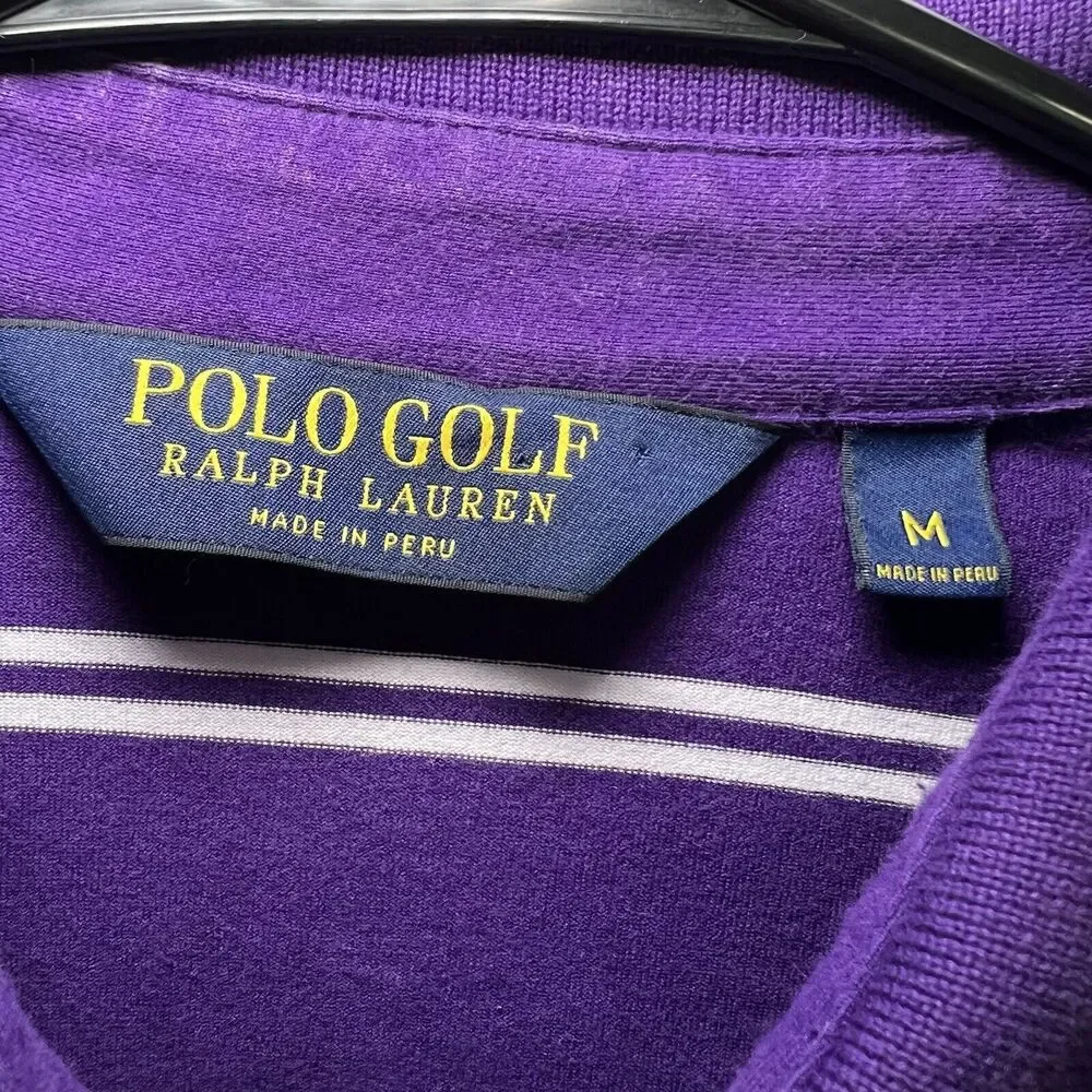 Polo Golf Ralph Lauren Polo Short Mens Size Medium Purple Striped Short Sleeve